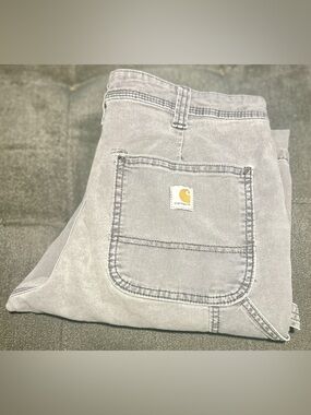 Carhartt Boys Size 8 Short Gray Canvas Carpenter Pants Kids Workwear Youth Dunga